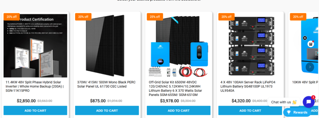 SunGoldPower solar panels, inverters, and batteries with a fall solar prep sale offering up to 50% using a SolarGoldPower discount code